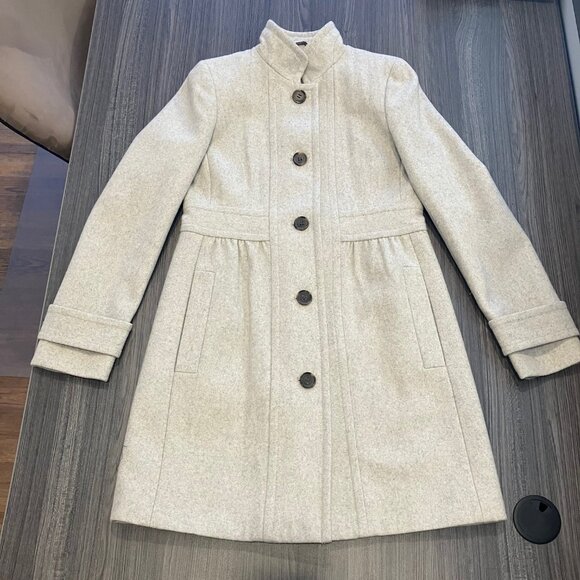 J. Crew Lady Day Wool Blend Coat Women's Size 6 Button Front Light Beige Preppy - Picture 1 of 6